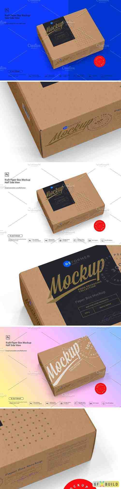 Download Creativemarket Kraft Paper Box Mockup Half Side Vie 3398671 Gfxbuild