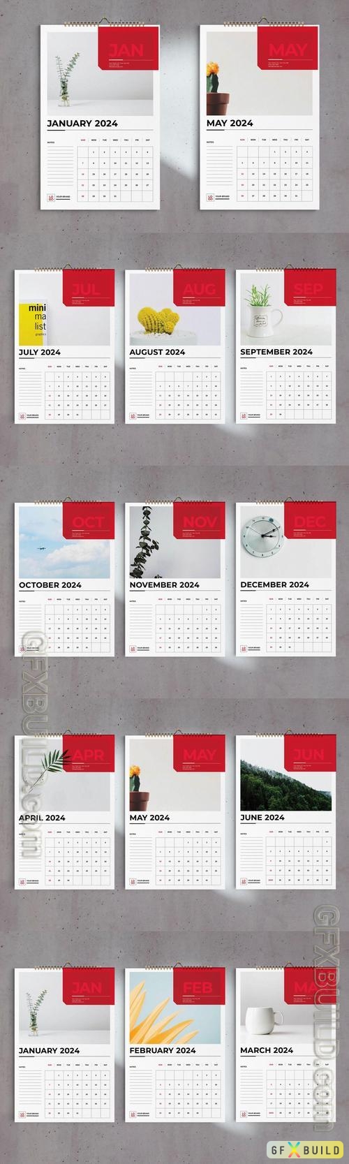 Minimal Wall Calendar 2024 Template INDD » GFXBuild